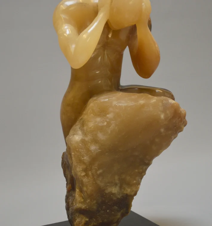 Man In Stone (front) 47cm X 25cm X 25cm Brown Alabaster 