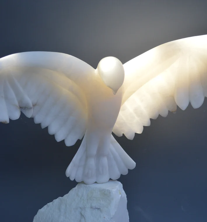 Spirit stone bird carving in alabaster
